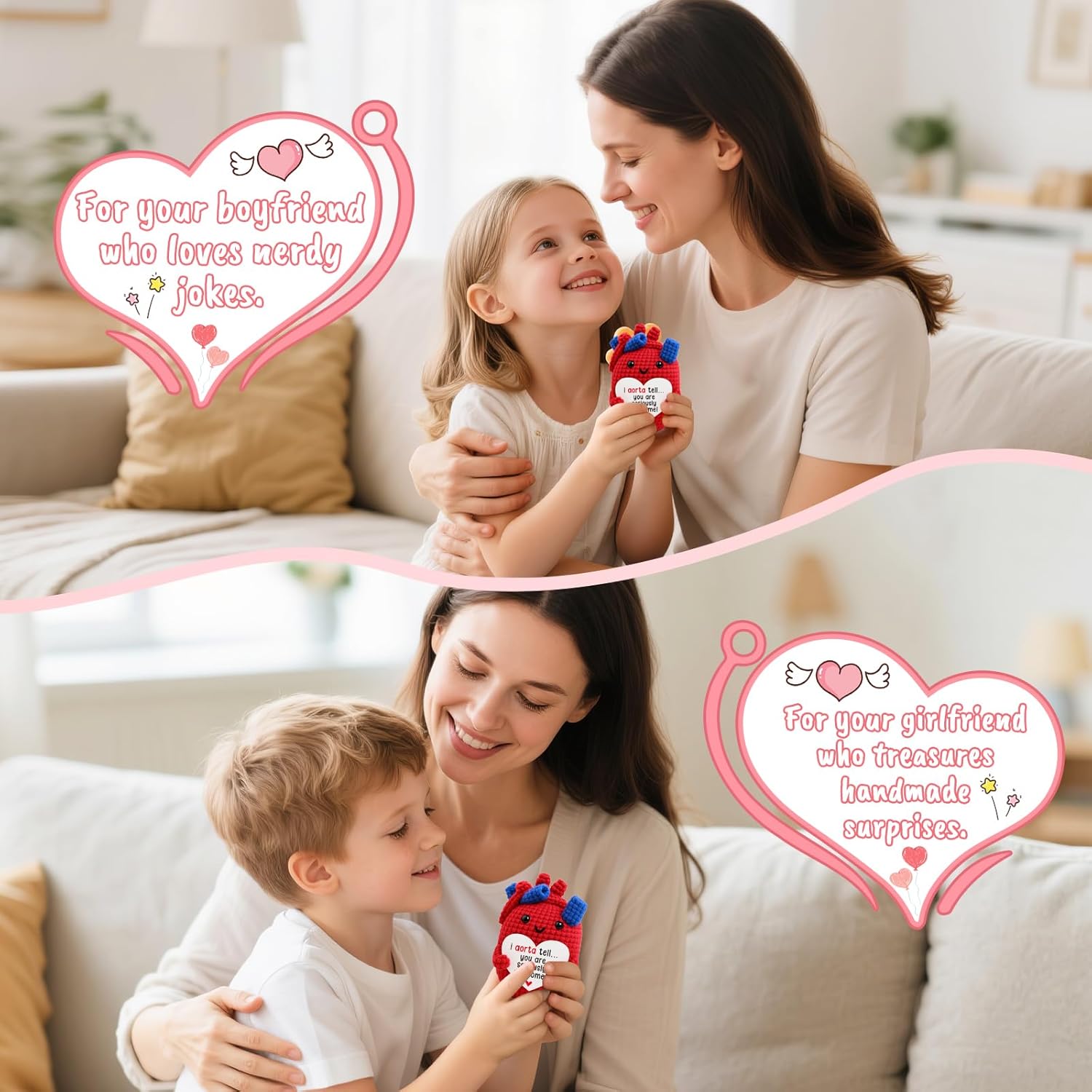 Mini Encouragement Gifts for Women Men Emotional Motivation Support Handmade Crochet Heart for Coworkers Teachers Nurses Managers Friends Stress Relief Mental Health Valentines Birthday Gifts - Image 4