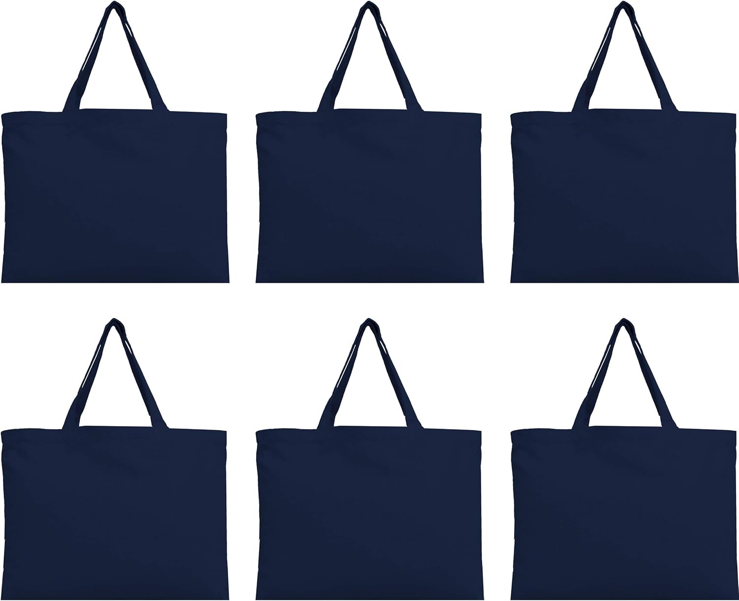 Threadart Reusable Heavy Duty 100% Cotton Canvas Bags Pack of 6 | For Crafts, Shopping, Groceries, Books, Welcome Bag, Beach Bag, and More | Eco Friendly | Generous Size 12x16 - Navy