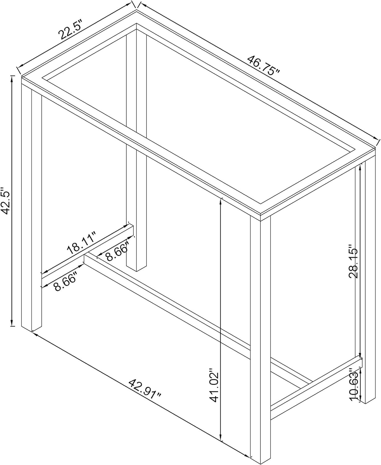 Coaster Home Furnishings - Tolbert - Glass & Metal - 47-Inch Rectangular Bar Table with Tempered Glass Top and Chrome Legs - Dining Room & Home Bar - Chrome - 104873