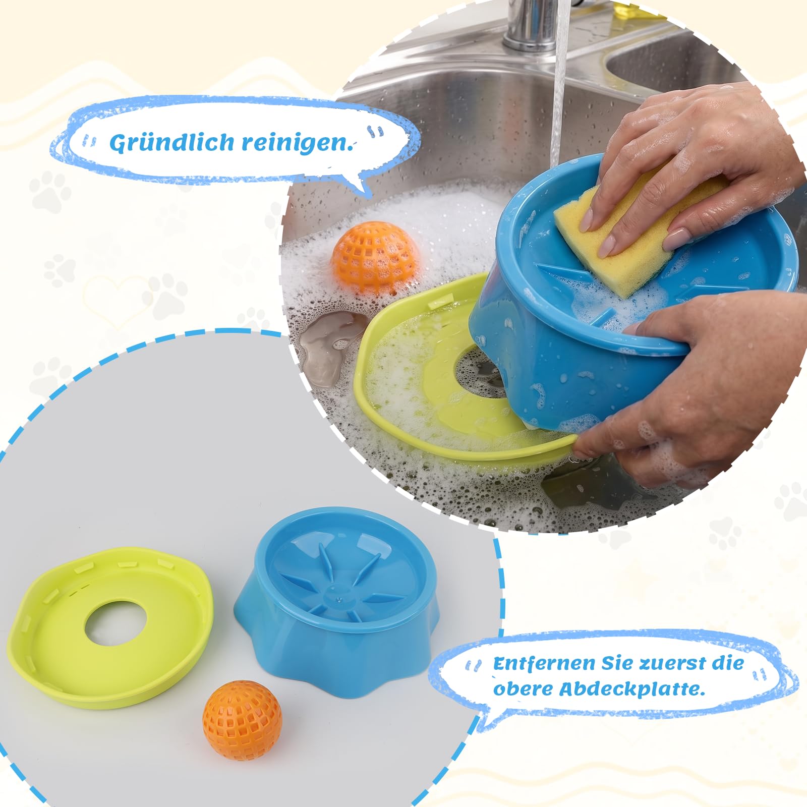 Palla per cani in silicone, ciotola per cani per liquidi, ciotola per leccare cani, giocattolo per cani, palla per leccarsi, per ciotola anti soffocamento, giocattolo interattivo per cuccioli e
