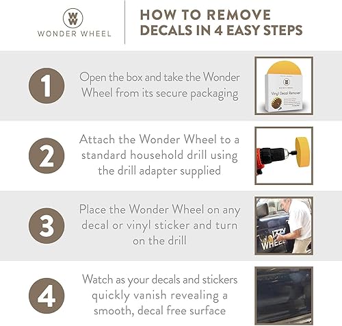 Miniatura 4 de Rueda para eliminar calcomanías. Elimine calcomanías, vinilos y etiquetas de automóviles en minutos con el kit de herramientas Wonder Wheel de 4