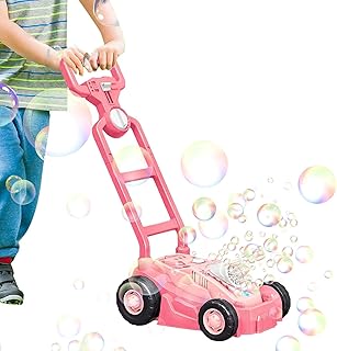 Bubble Lawn Mower, 17.52x10x7.6 Inch Plastik Kids Lawn Mower with Bubbles, Harmless Kids Bubble Mower, Multiple Applications Bubble Lawn Machine for Montessori Kids Garden Park