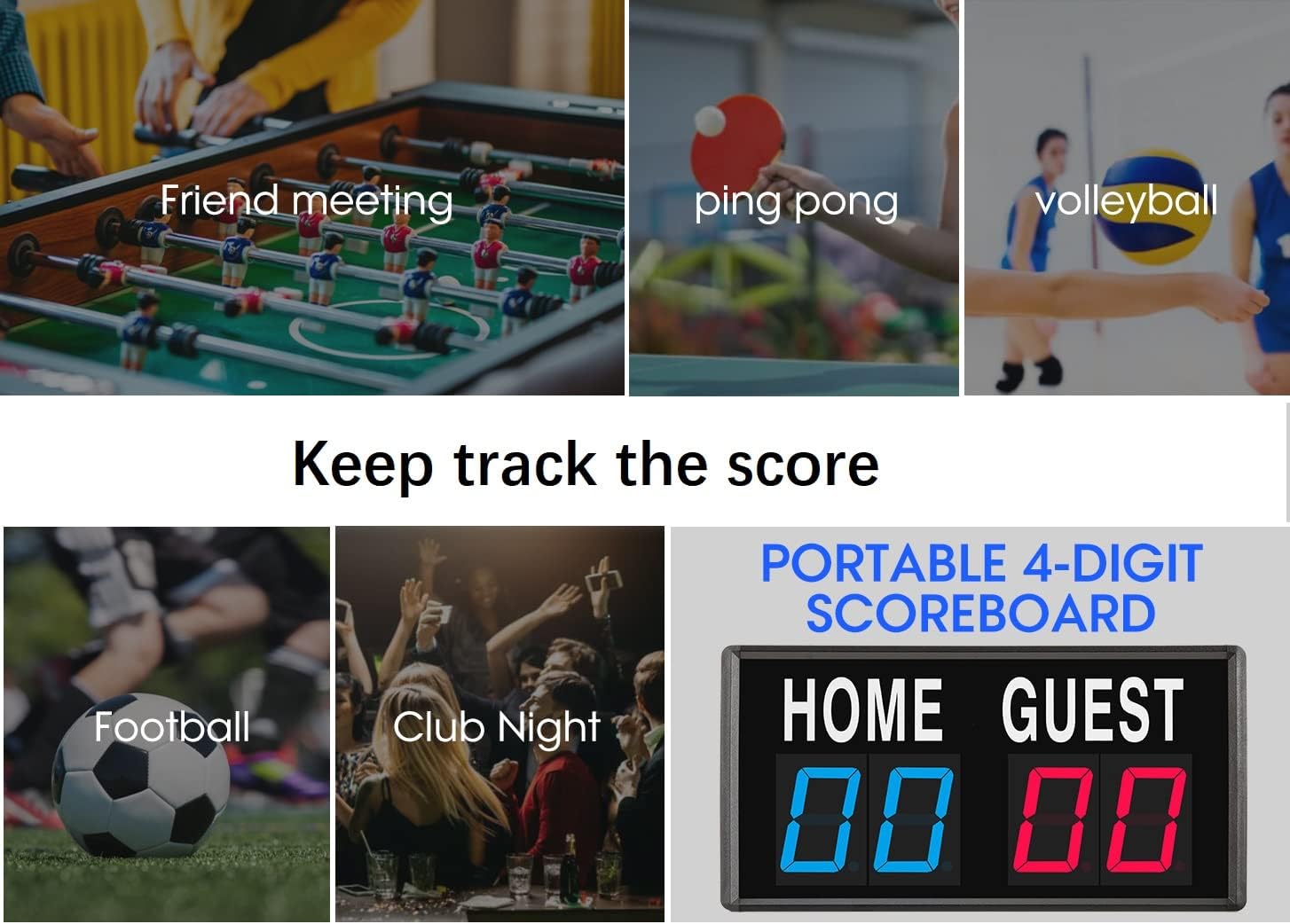 Electronic Score Keeper Scoreboard with Remote for Cornhole Basketball Ping Pong Table Tennis Badminton Volleyball Baseball