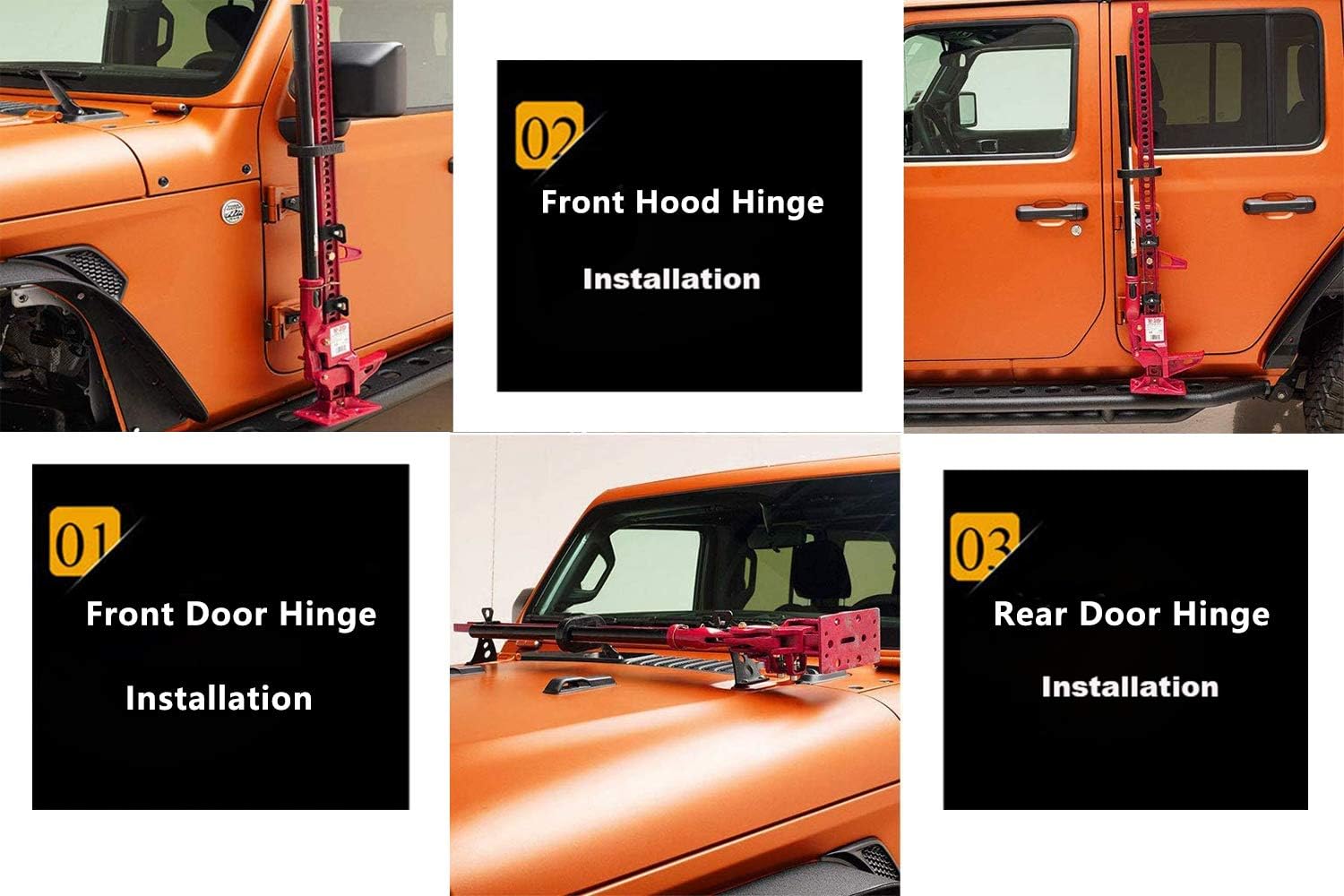 Hi Lift Jack Mount Hood Hinge/Door Hinge Mounting Bracket High Lift Jacks Accessories for Jeep Wrangler JK JKU JL JLU 2007-2026