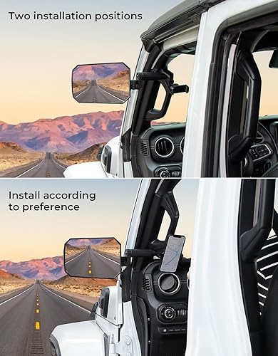 Miniatura 3 de JOYTUTUS Espejos para puertas compatibles con Wrangler JLJLU 2018-2023 y Gladiator JT, espejos laterales JL con adaptador de bola, visión más