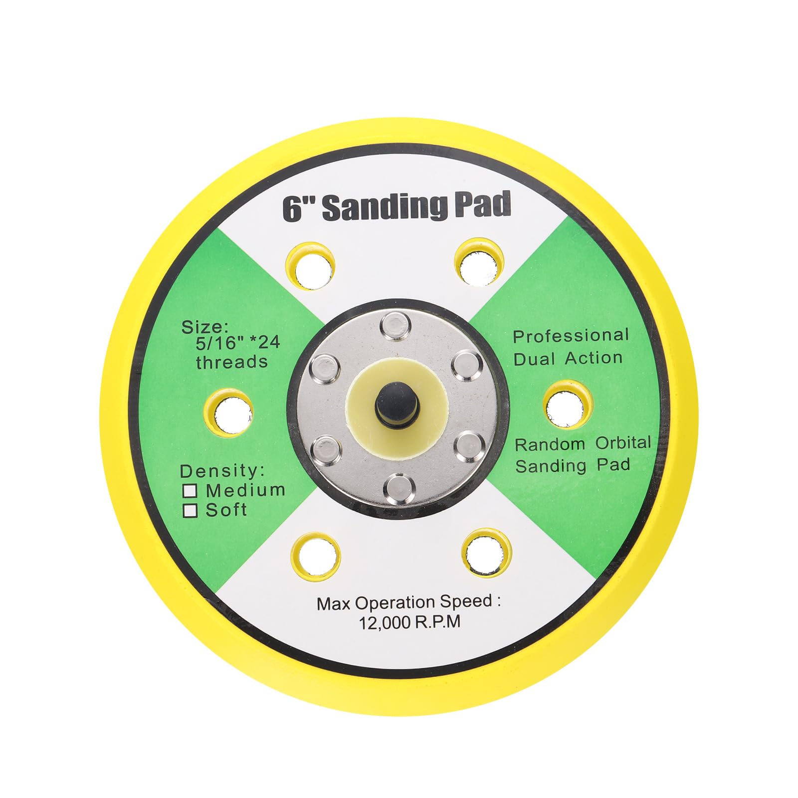 Sourcingmap 6 Inch Hook and Loop Backing Sanding Pads with 5/16"-24 Thread for Diamond Sanding Finishing Polishing Buffing Pads