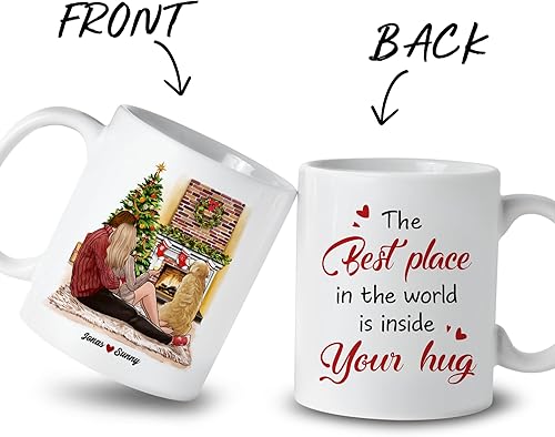 Miniatura 2 de Gossby Taza de Navidad personalizada para parejas y perros, regalo de Navidad personalizado para parejas con diseño, nombre, regalo de Navidad para