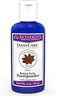 Eco-Dent DailyCare Baking Soda Toothpowder Anise Flavor: SLS & Fluoride-Free Toothpaste Powder Alternative with Minerals, Essential Oils + DailyRinse Pack
