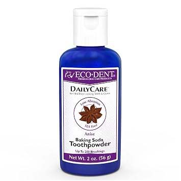 Eco-Dent DailyCare Baking Soda Toothpowder, Anise SLS & Fluoride-Free Toothpaste Powder with Minerals & Essential Oils, Toothpaste Alternative + DailyRinse Single-Use Pack
