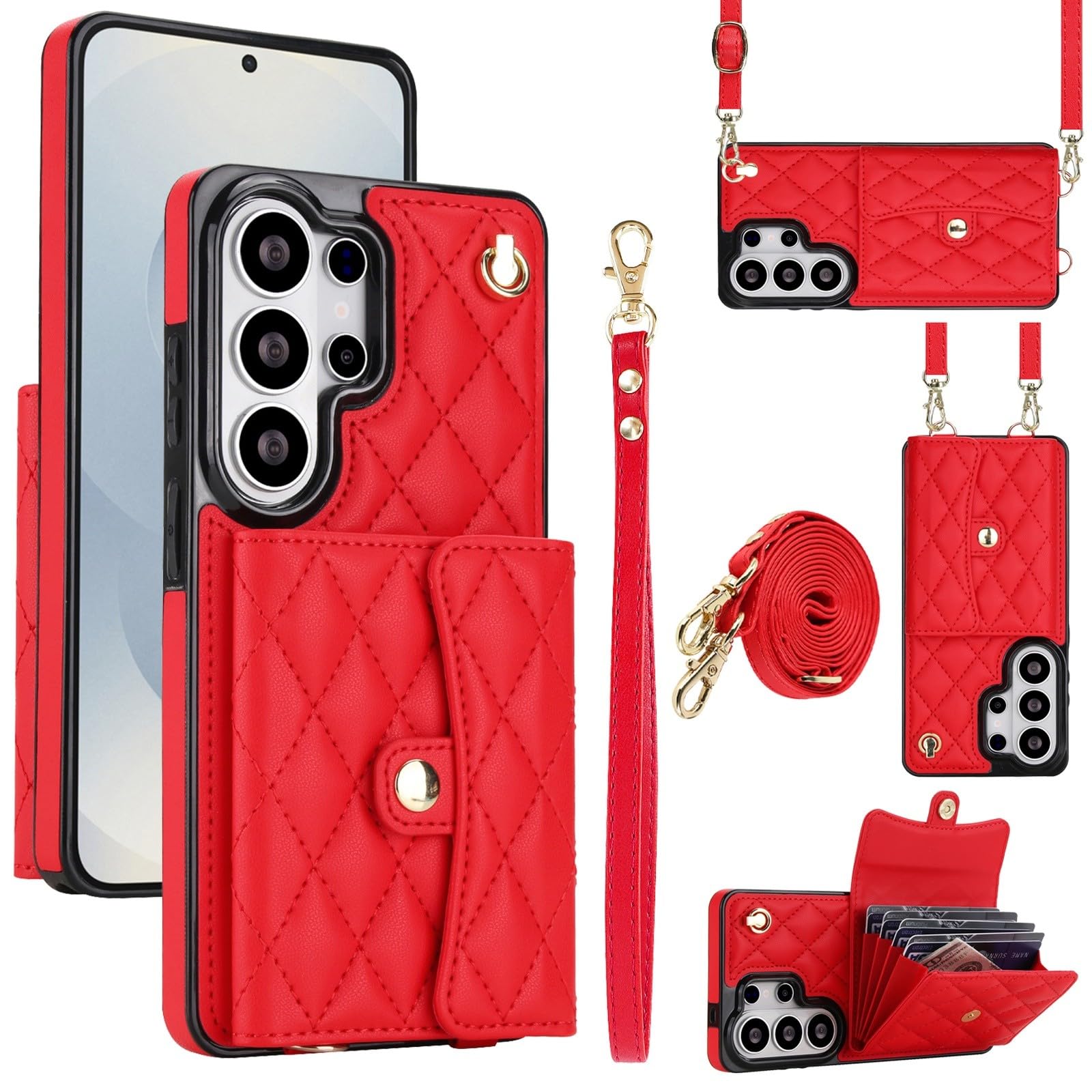 Étui compatible avec Samsung Galaxy S25 rouge housse rabat - 7
