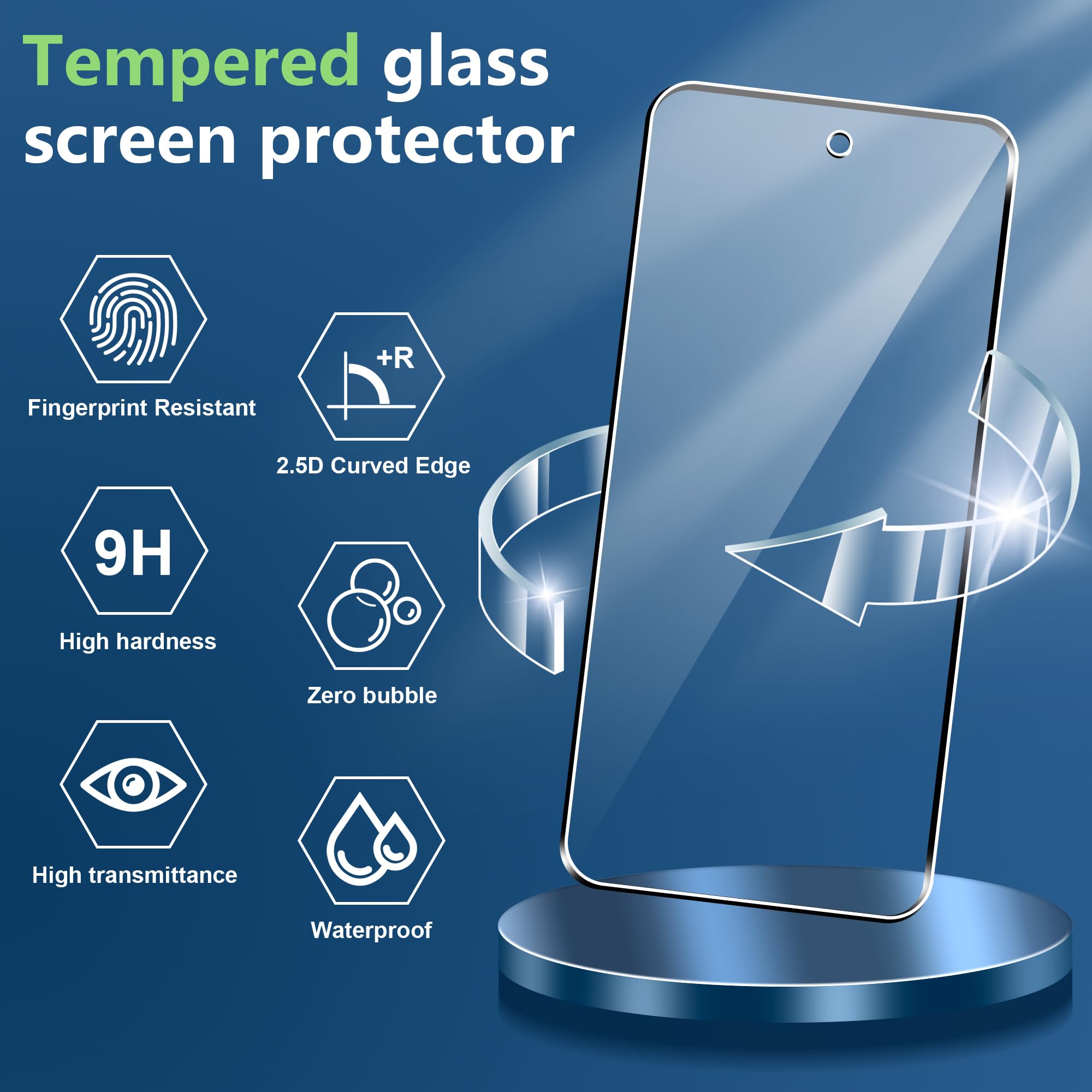 Protector de pantalla para Motolora Moto G Stylus 5G con protector de lente de cámara, dureza 9H, antiarañazos, vidrio templado, compatible con fundas, antiarañazos (paquete de 3+3)