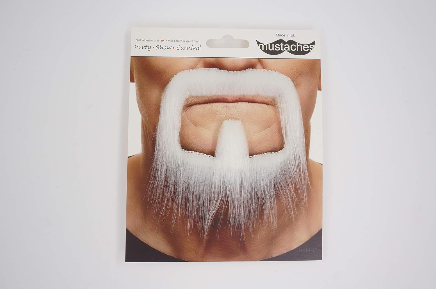 Mustaches Self Adhesive, Novelty, Long Van Dyke Fake Beard, False Facial Hair, Costume Accessory for Adults, White Color