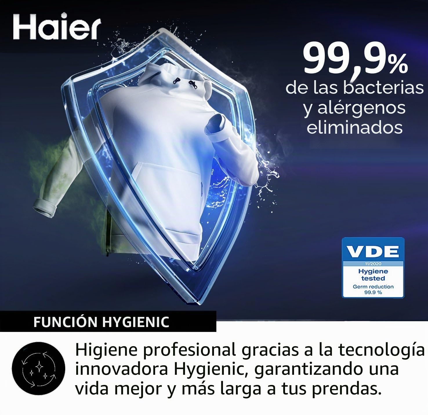 Haier I-Pro Serie 3, secadora 9 kg, instalación libre, clase A ++, vapor, inicio retrasado, I-Time, blanco, 85 x 59,5 x 66,5 cm – HD80-A2939-S