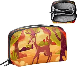Electronics Organizer, Autumn Leaves Deer Cute Small Travel Cable Organizer Carrying Bag, Compact Tech Case Bag for Electronic Accessories, Cords, Charger, USB, Hard Drives