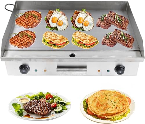 Miniatura 10 de Plancha eléctrica antiadherente de 3000 W, parrilla termostática de doble control de 572 F572.0 F con disyuntor de sobrecarga, parrilla Teppanyaki