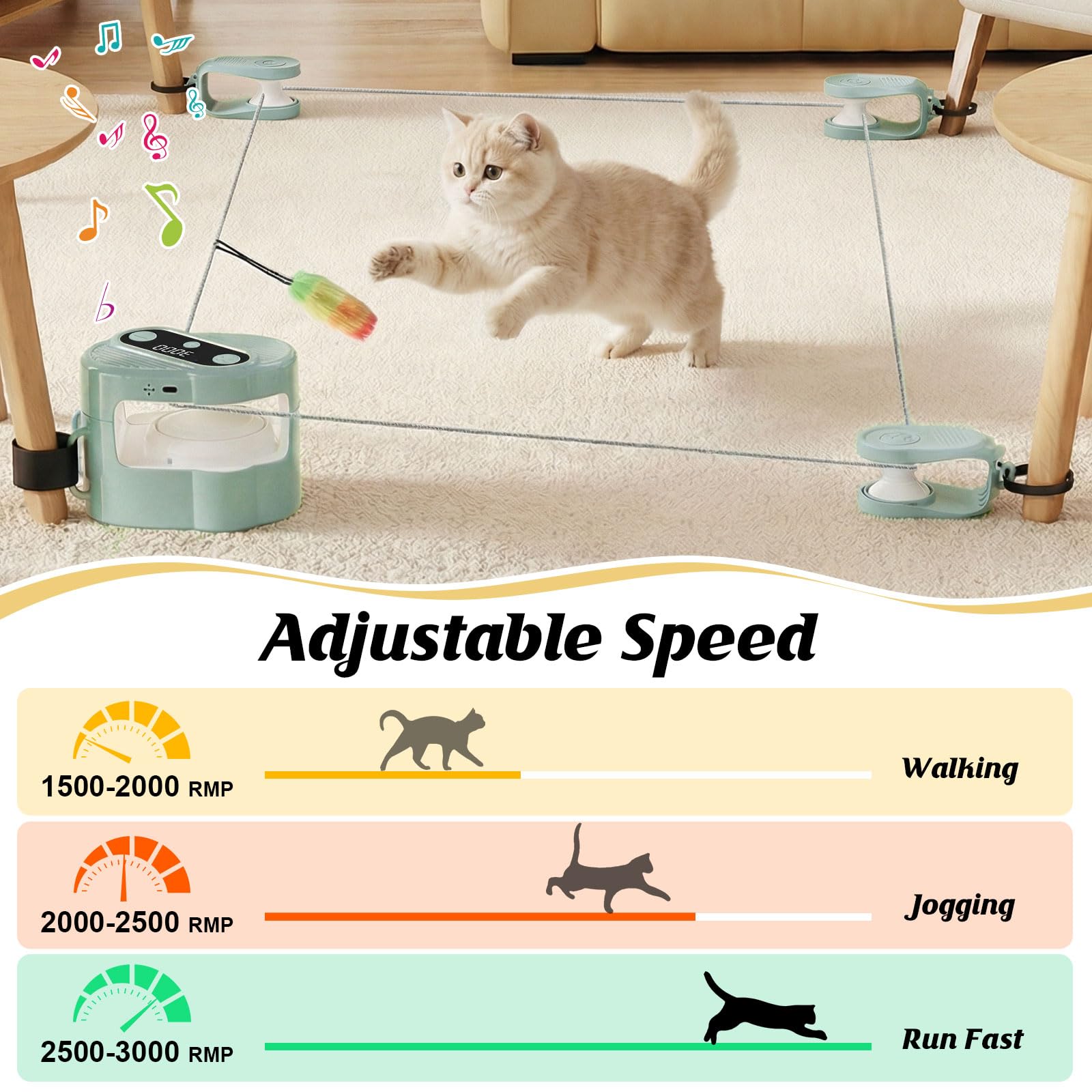 jianyana Interaktives Katzenspielzeug mit Fernbedienung, 4 einstellbare Geschwindigkeiten, automatische und manuelle Modi, langer Akku, wiederaufladbares Katzenlaufband, Indoor-Katzen – Langeweile