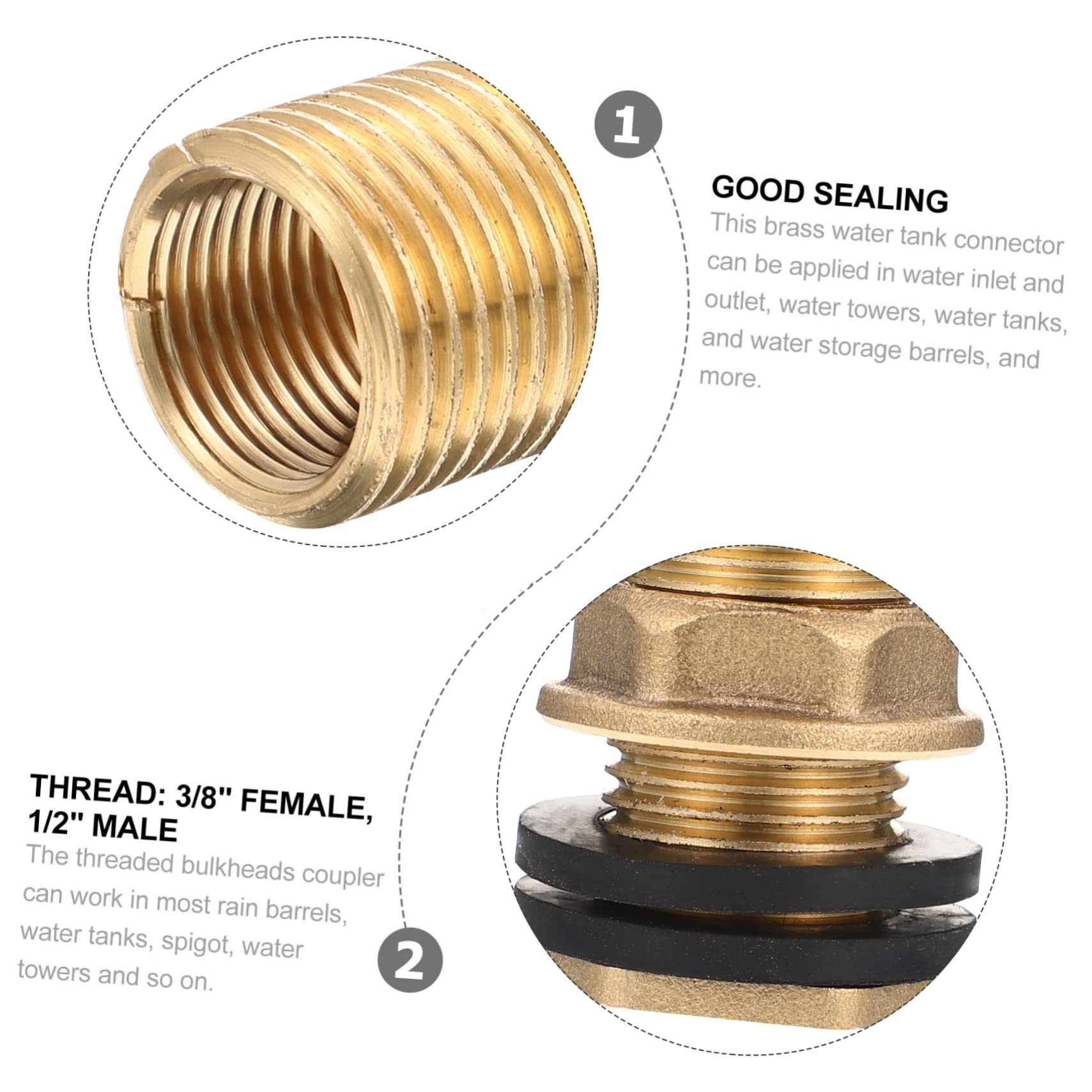MUCKLILY Water Storage Tank Connector 1/2 Male to 3/8 Female Brass Fitting for Garden Hose