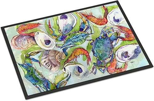 Caroline's Treasures 8547JMAT Tapete para puerta de cangrejo, alfombra de interior o exterior de bienvenida de 24 x 36 pulgadas, 36 pulgadas de