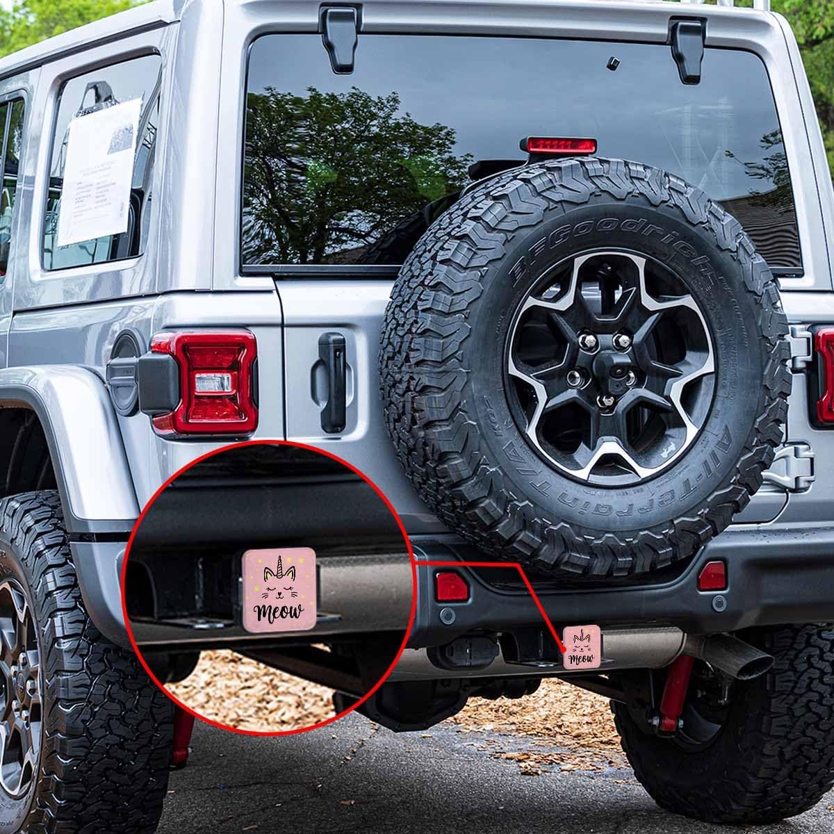 Unicorn Cat Trailer Hitch Cover for Trucks Cars - Cute Smiling Rubber Tow Plug Insert Receiver Tube Cap for Men Women, 2 Inch, Pink