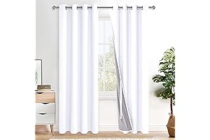 XWZO 150 White Blackout Curtains for Bedroom- Heat and Full Light Blocking Window Treatment