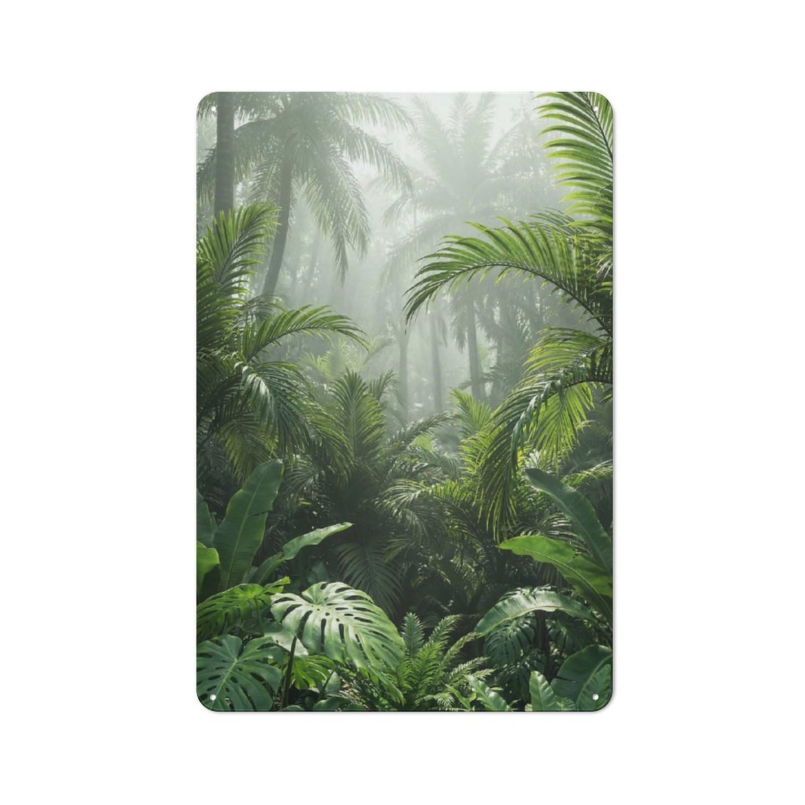 Junmoney Style-24 Lush Tropical Rainforest Scene Metal Sign 30X20cm, Vintage Bar Wall Plaque For Diner, Restaurant, Shed Or Kitchen