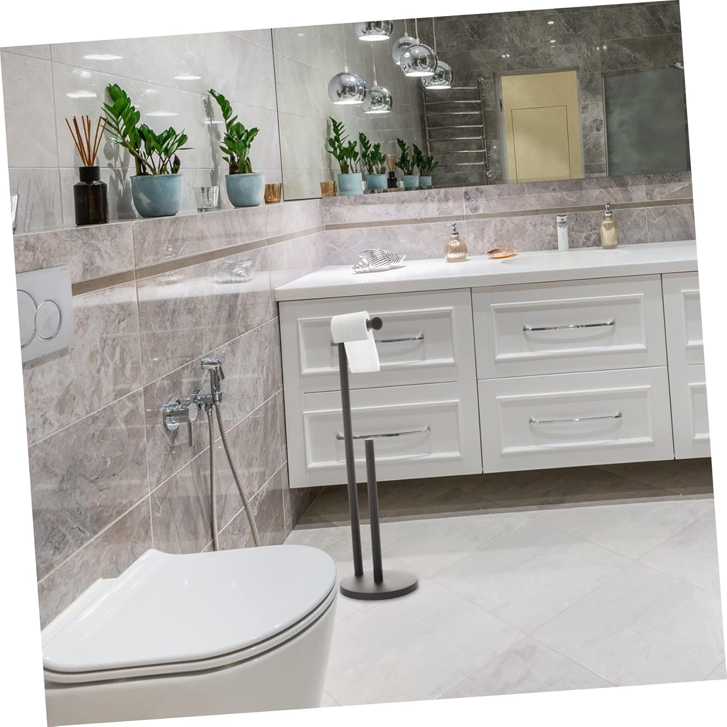 NUOBESTY Stainless Steel Vertical Paper Towel Holder Storage Rack Toilet Paper Holder for Bathroom Rustproof and Easy to Install Space-Saving Design