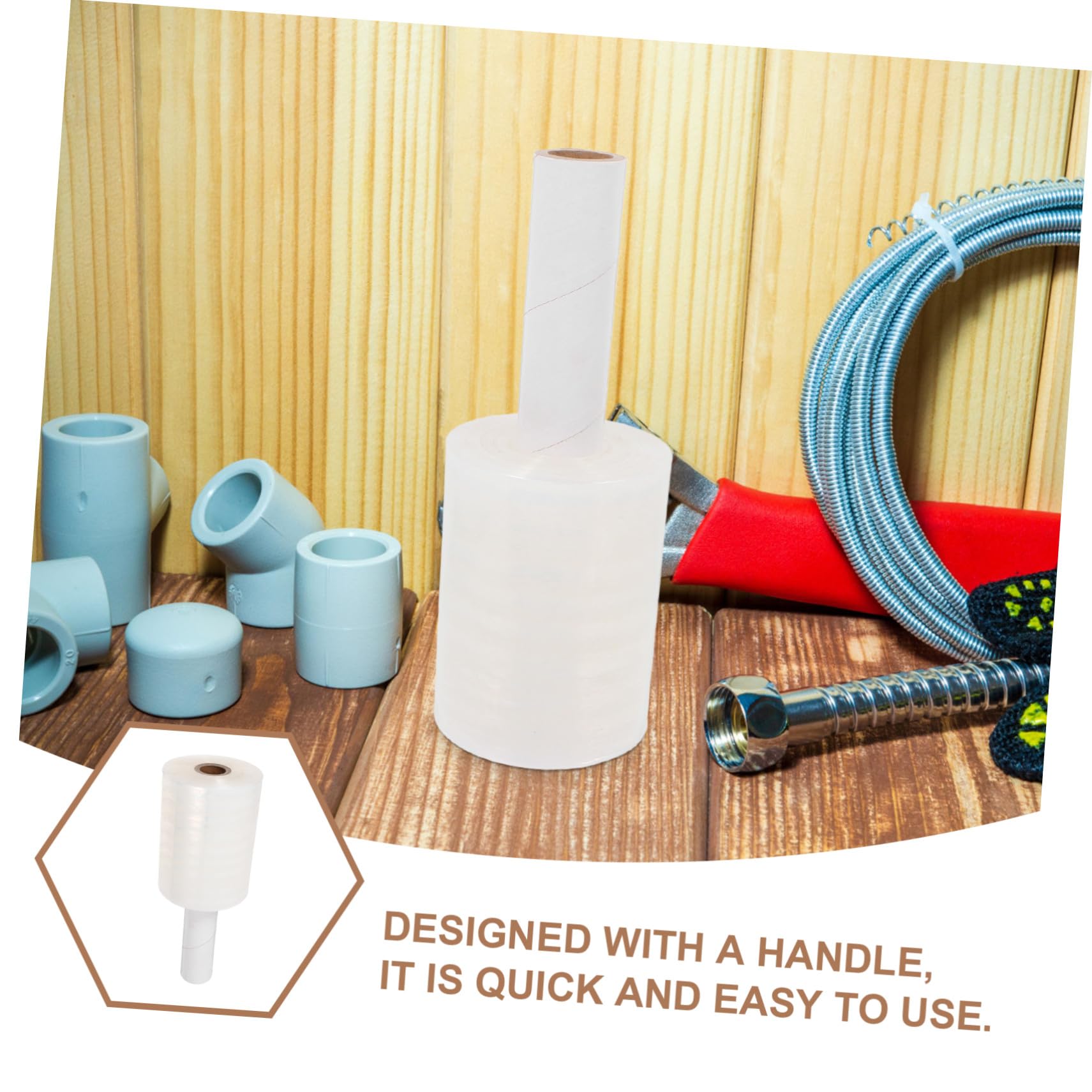 Gatuida Film Étirable avec Poignée Portable Transparent pour Emballage et Déménagement Film Stretch Wrap Robuste pour Protection Fixation et Stockage Sécurisés Objets