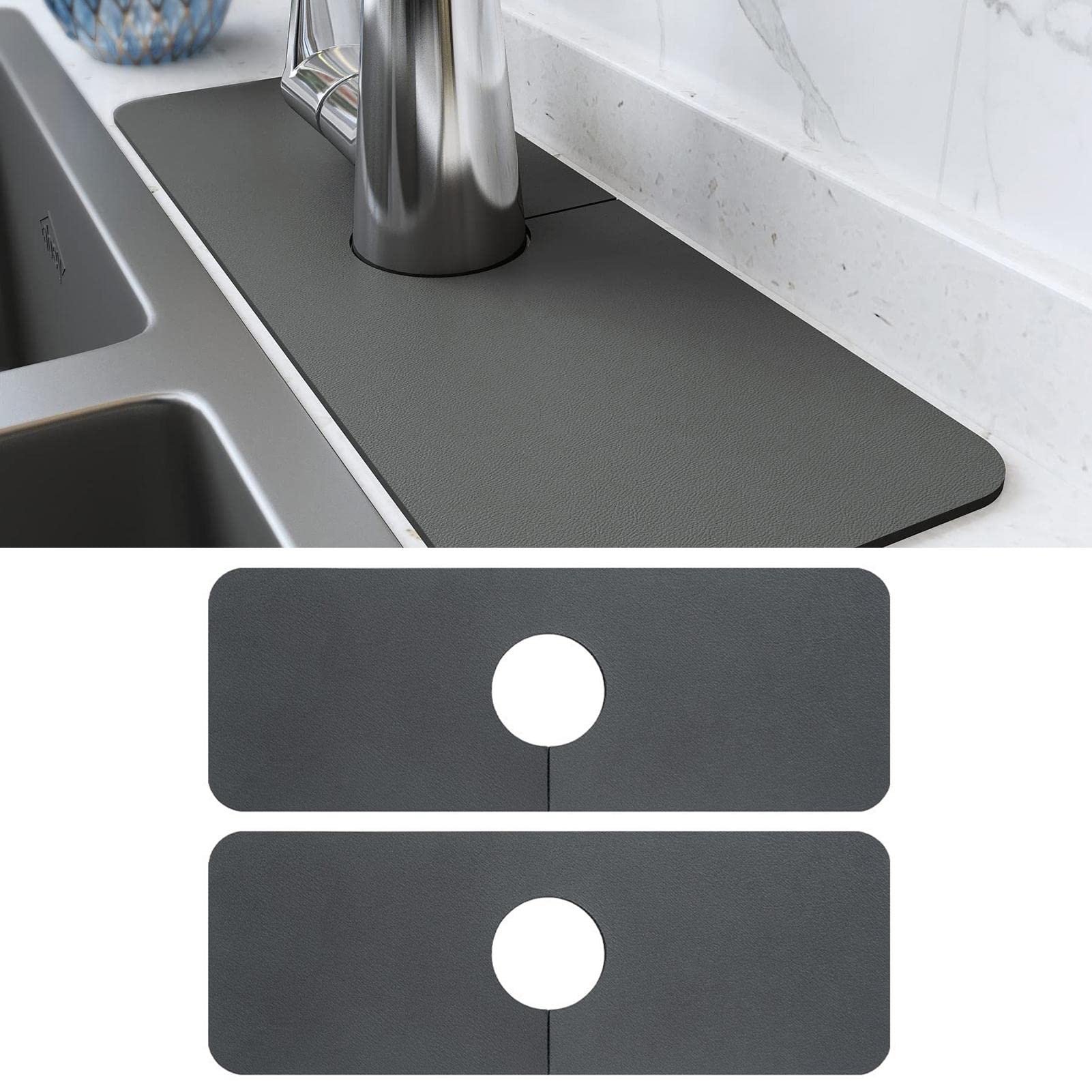 2x Mikrofaser Spülbeckenmatten - Supersaugfähige Spritzschutz Matten Für Küchenspüle & Arbeitsplatte