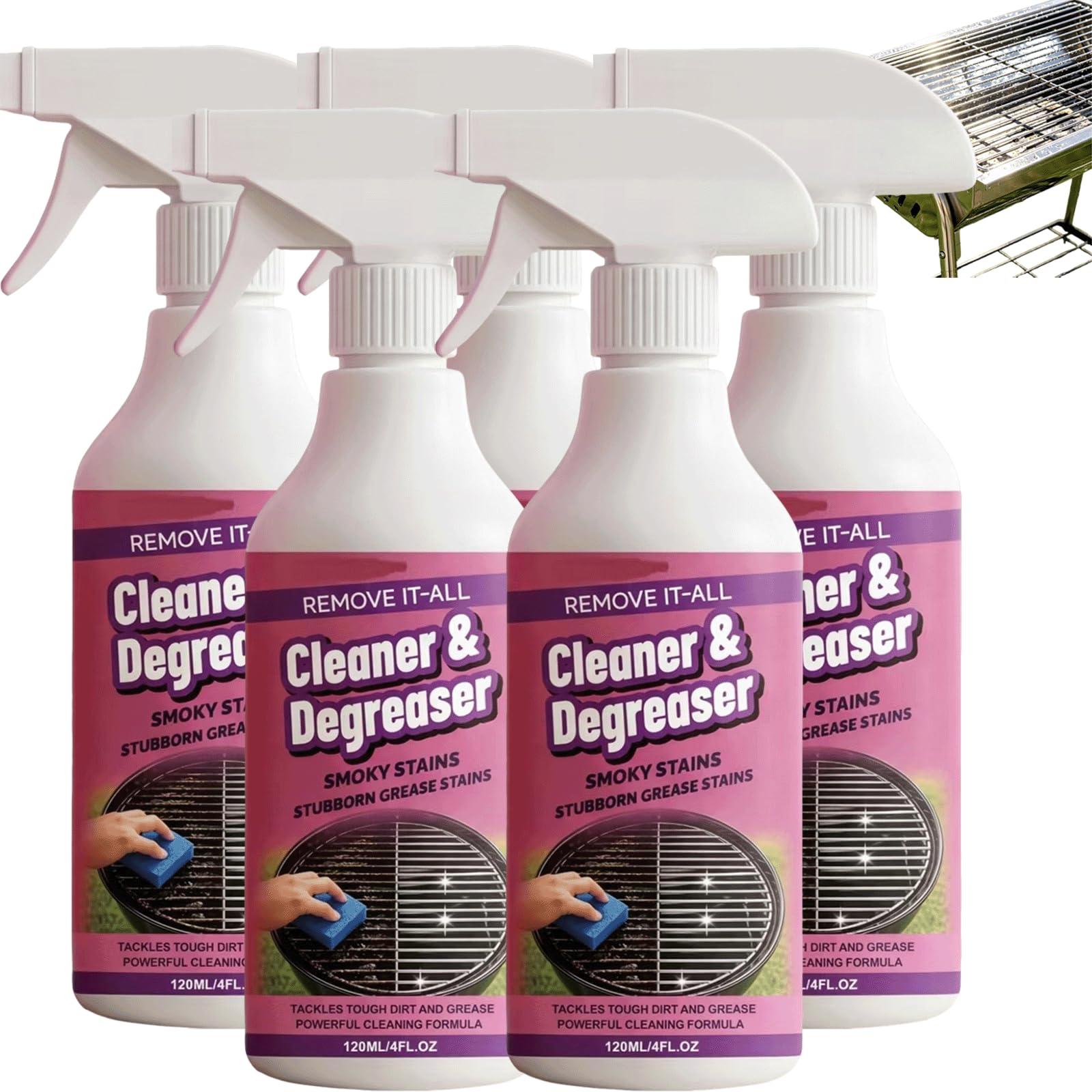 Szybko działający, wytrzymały spray do odtłuszczania grilla, wytrzymały środek do czyszczenia grilla BBQ, profesjonalnie wytrzymały BBQ Reiniger & Degreaser gril Cleaner Heavy Duty Spray (5 szt)