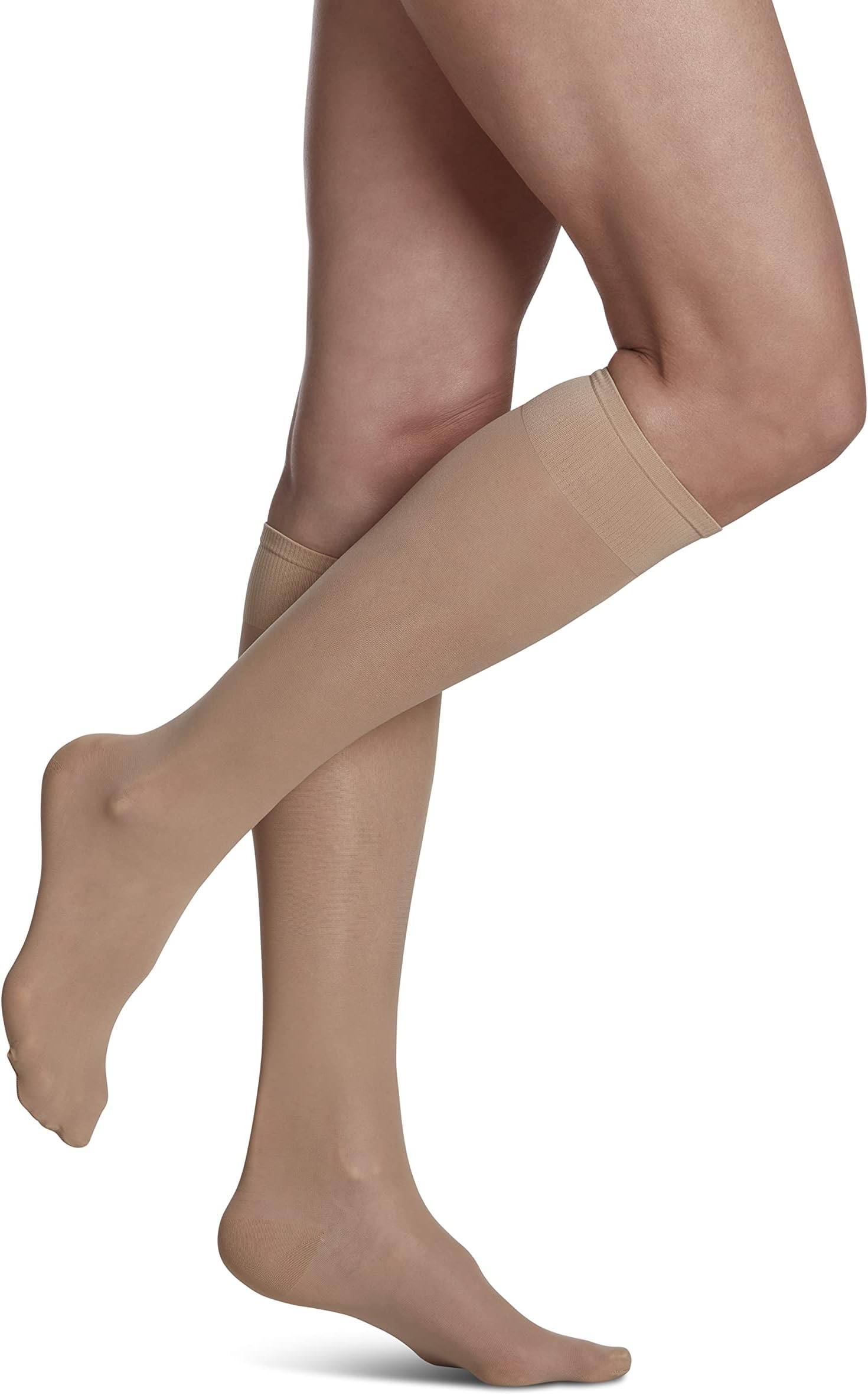 Women's Sheer Fashion Closed Toe Calf Height - 15-20mmHg Weight Compression Hose - Lightweight & Breathable in Soft Stretch Fabric for Comfortable Everyday Wear