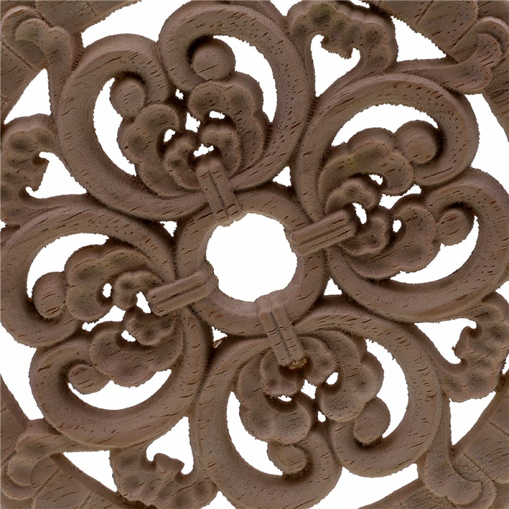 Okrągłe meble rzeźba w drewnie wystrój europejski styl kwiatowy drewno rzeźbione drzwi szafka drewniana rzeźbiona naklejka aplikacja dekoracyjna, 24 cm x 24 cm)