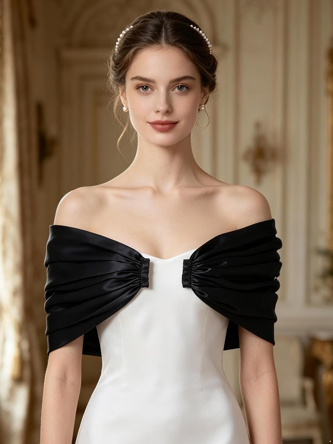 Sywiyi Bridal Satin Shawl Detachable Sleeveless Wedding Dress Cover image 5