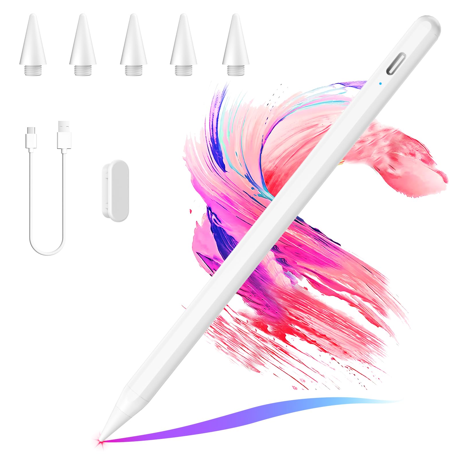 CC Store Penna per Apple iPad(2018-2025), Stylus Pen Ricarica Rapida & Sensibile all'Inclinazione & Rifiuto del Palmo, Compatibile iPad A16 11/10/9/8/7/6, Air M3/M2/5/4/3, Mini 7/6/5, Pro 12.9/11/13