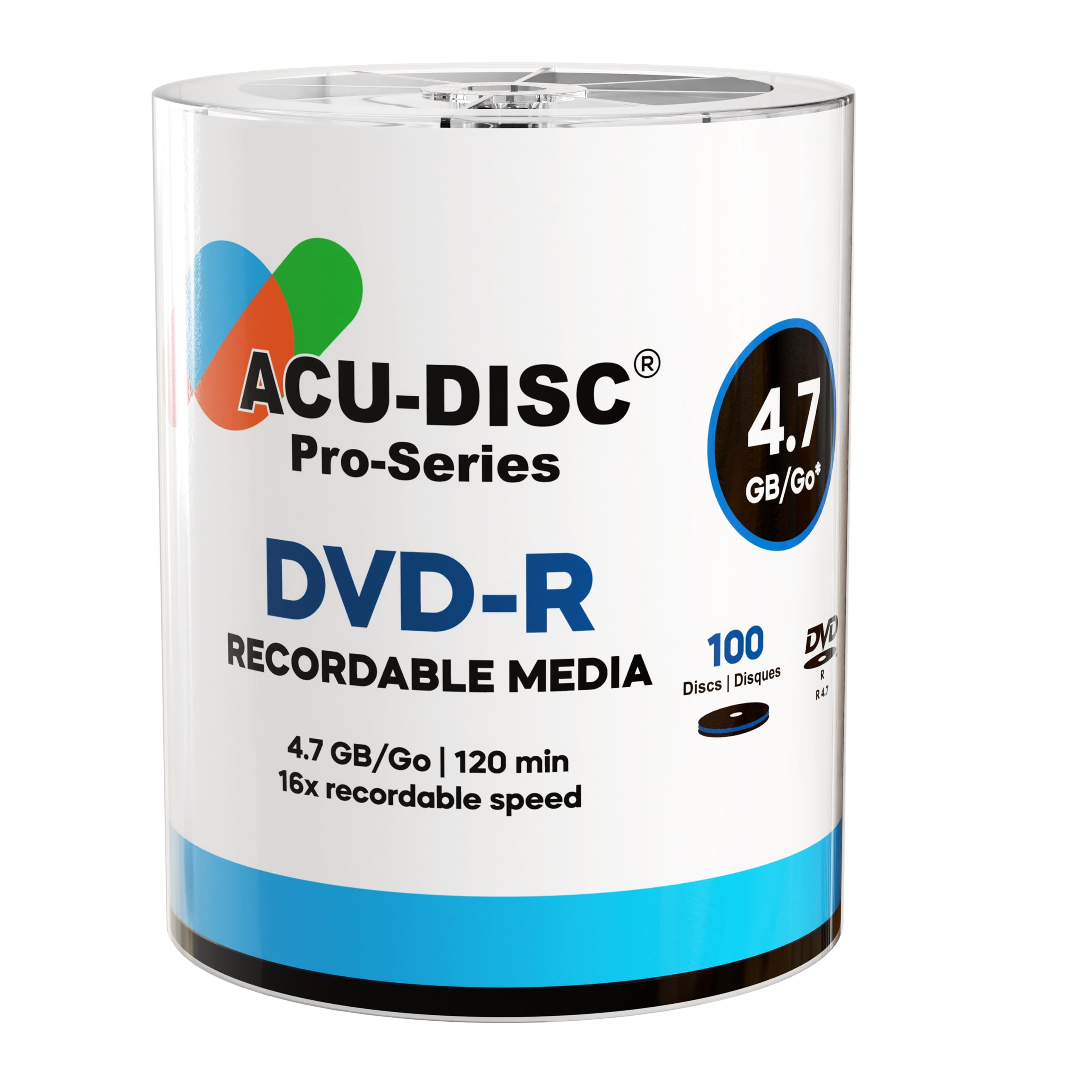 Pro-Series DVD-R 4,7 Go Vitesse 16x 120 minutes Disques vierges AZO Dye Protection UV Hard Coat Surface anti-rayures – Parfait pour photos et vidéos – Compatible avec n'importe quel lecteur
