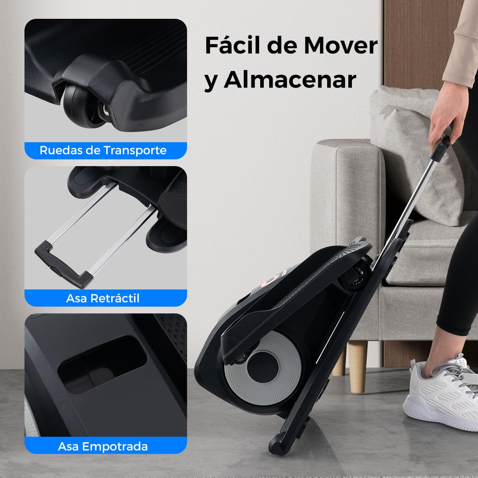 COSTWAY Mini Eliptica Electrica, Pedaleador Electrico con 5 Niveles de Velocidad, Monitor de Pantalla, Control Remoto, Elíptico Debajo del Escritorio, para Mayores, Oficina Casa