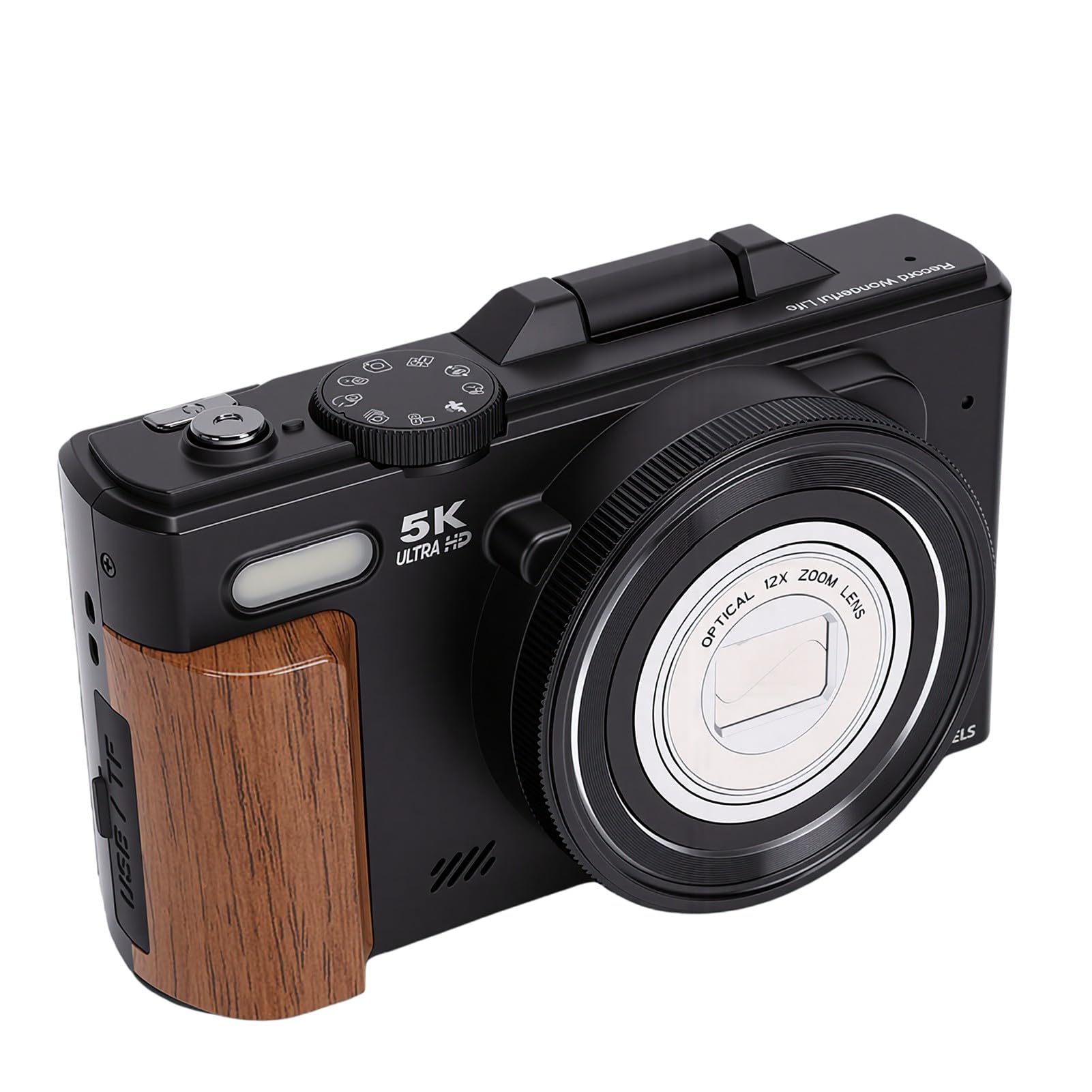 Fotocamera Digitale 5K 80MP HD WiFi Zoom Ottico 12X Messa a Fuoco Automatica Fotocamera Mirrorless retrò con Schermo Ribaltabile a 180° da 3 Pollici per Principianti di Fotografia di Viaggio
