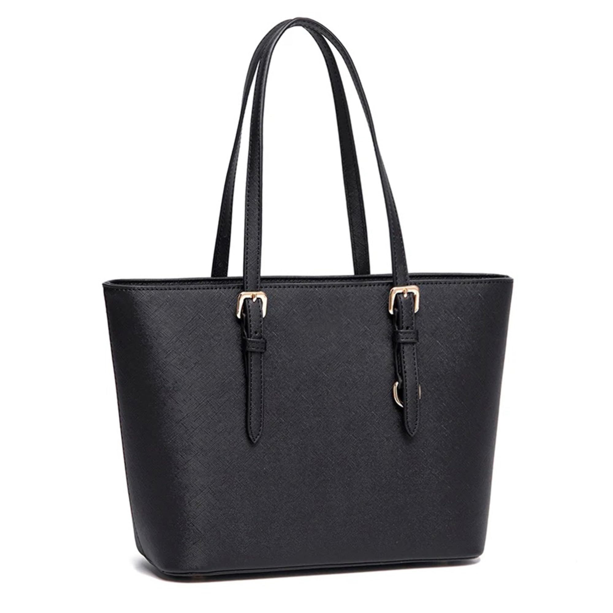 Womens Black Large Tote Bag for Laptop Travel Shoulder School Handbag Shoulder Bag with Zipper
