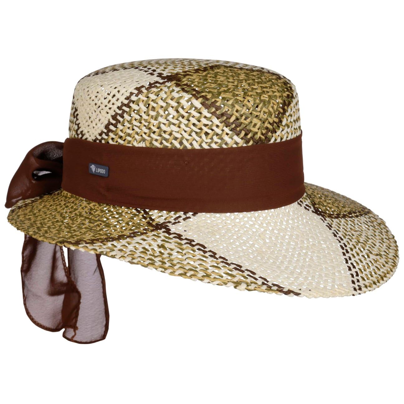 LIPODO Sombrero Regency de Paja con Banda de Tela Mujer Primavera Verano