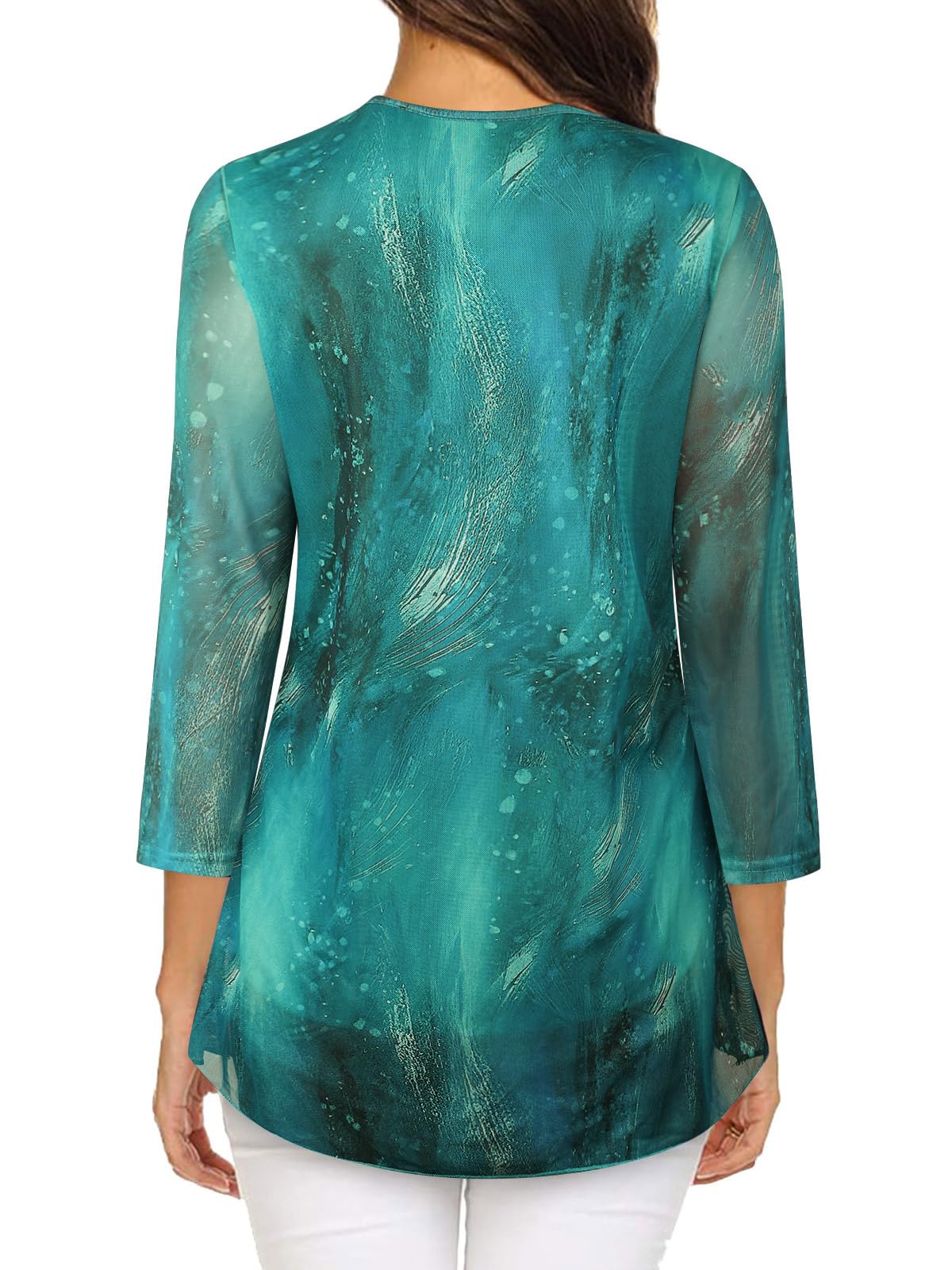 Adigaber Camicie Donna Casual in Chiffon Camicia Elegante di 3/4 Manica a Volant Scollo a V Bluse Leggero Classiaca