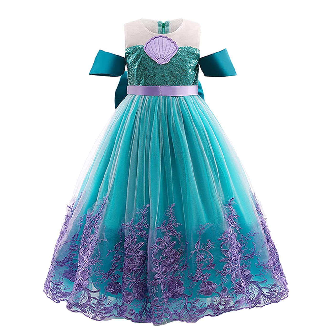 Kosplay Niña Disfraz de Princesa Sirena Vestido de Sirena con Accesorios Pelucas Vestido de Noche Verde Cumpleaños Fiesta Cosplay Navidad Halloween Carnaval Bautizo Vestirse Verde 130