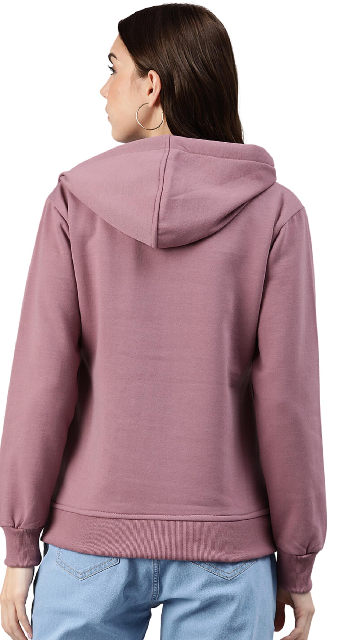 ADBUCKS Women's Solid Regular Fit Cotton Hooded Sweatshirt (Xl, Onion) - Image 3 thumbnail