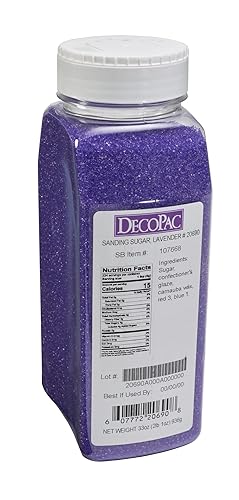 Miniatura 2 de DecoPac Azúcar lijador, lavanda púrpura comestible, azúcar de lija comestible en recipiente de mano, mezcla de azucar para pasteles de celebración,
