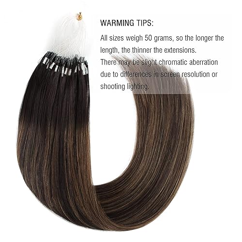 Miniatura 5 de ABH AMAZINGBEAUTY HAIR Microlink - Extensiones de cabello humano real, color marrón oscuro a castaño #262 1.76 oz, micro bucle balayage, extensiones