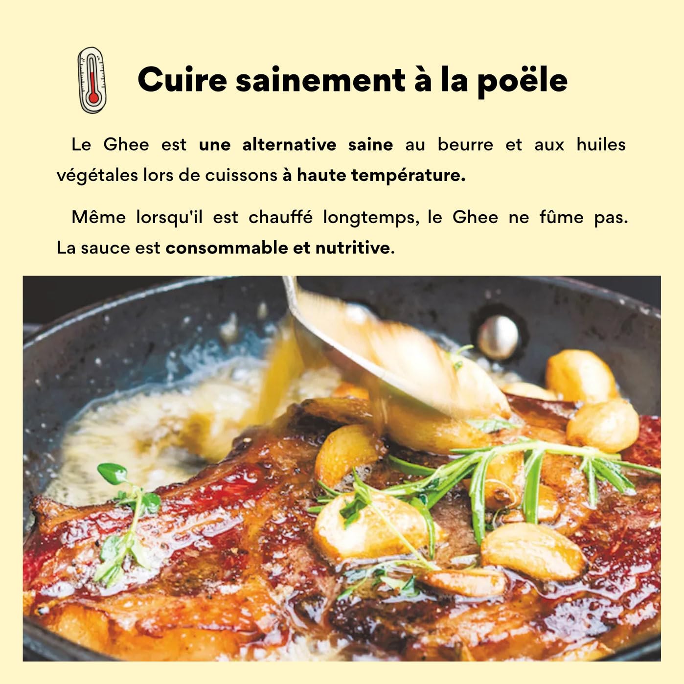 Nutribe Ghee 500g | Beurre clarifié Bio | Nourries à l'herbe | Idéal pour cuire, café bulletproof