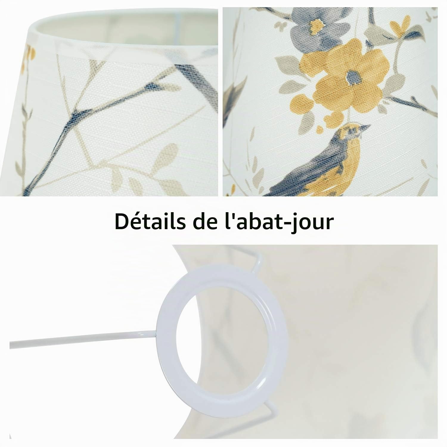 DULEE Abat-jour supérieur 6 x hauteur 6,5 x bas 10 pouces E27 E14 fait à la main pour lampe de table, lampe tambour, lampadaire, oiseau