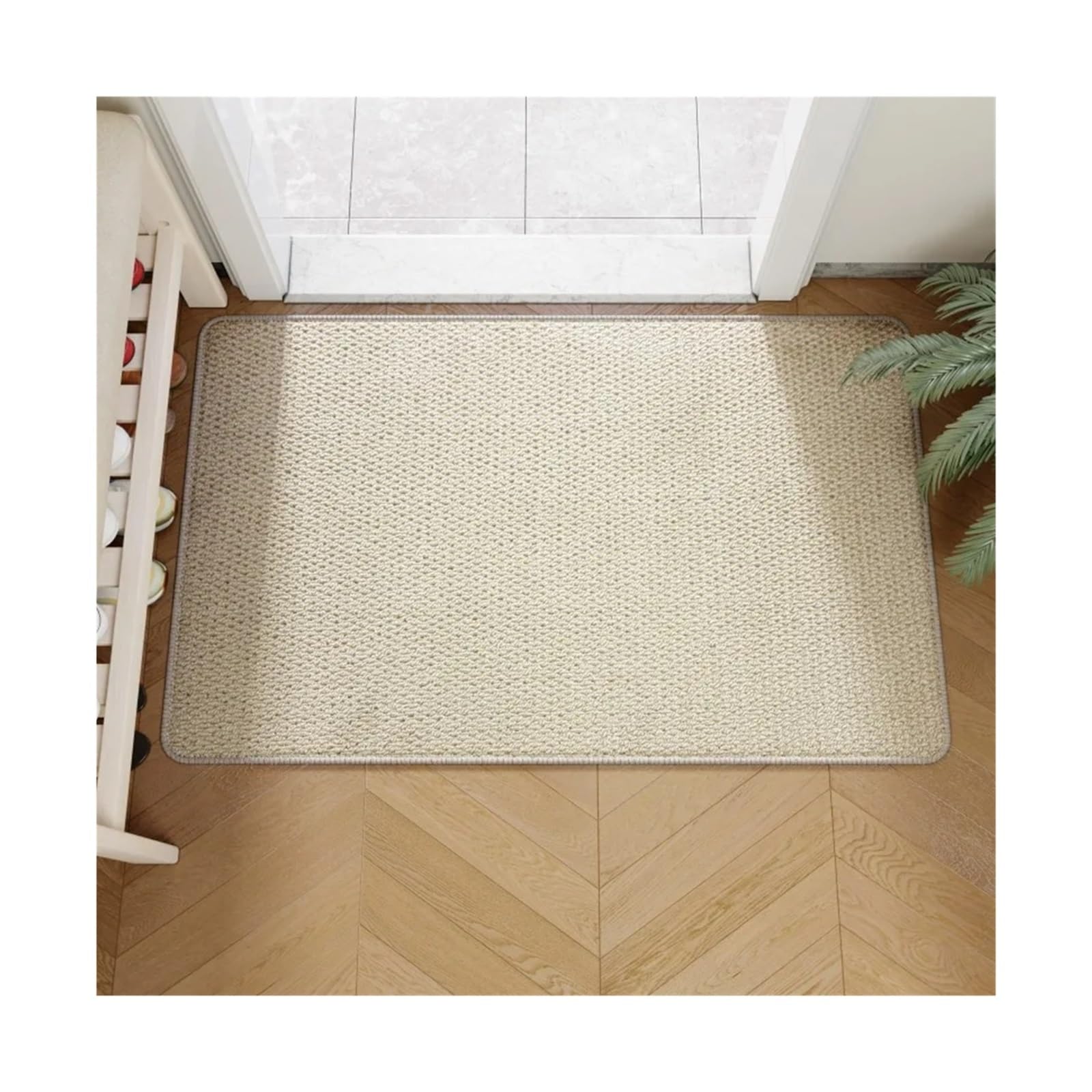 Tapis d'extérieur en imitation jute paillasson blanc 60x90cm pour entrée