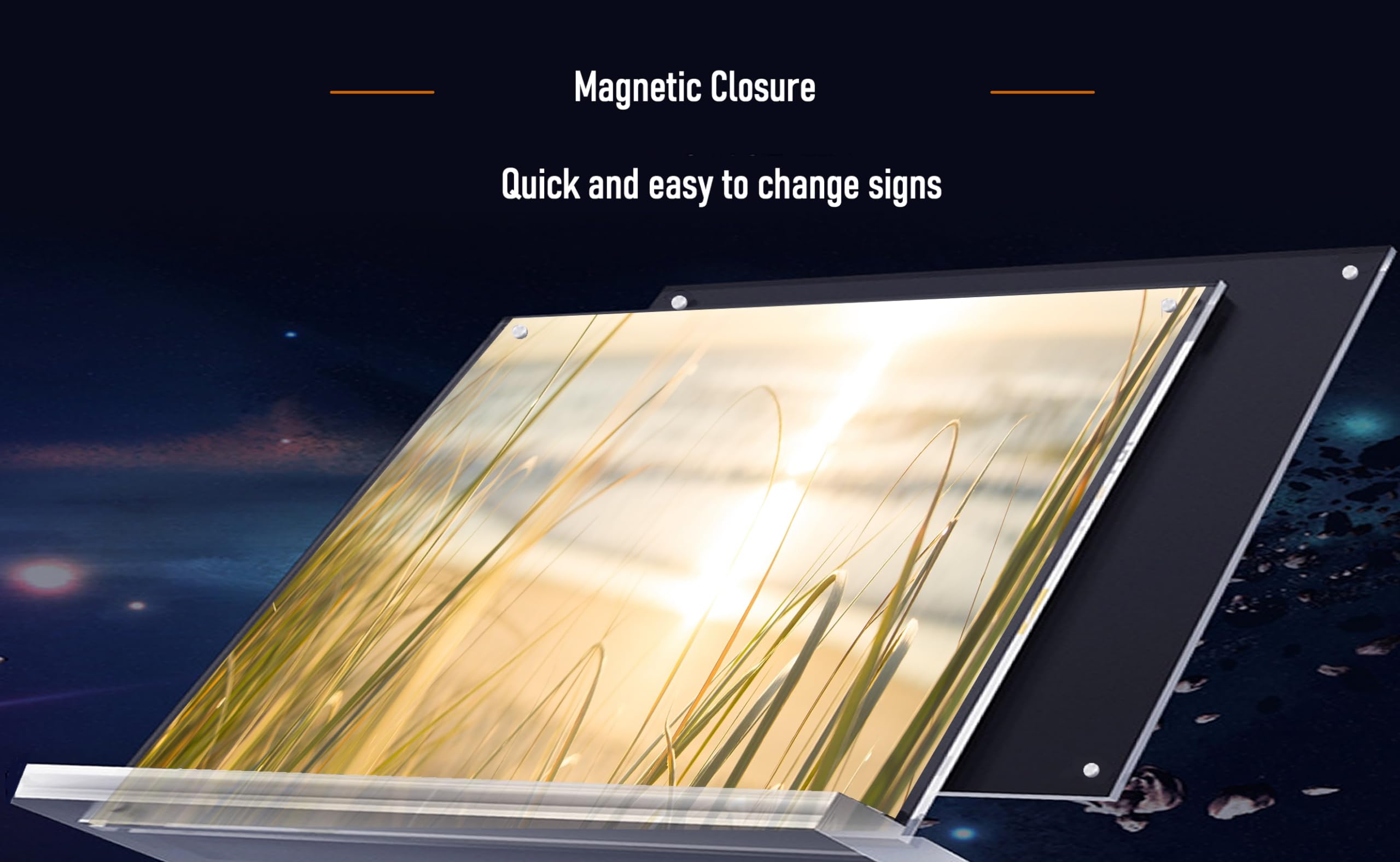 TUKA-i-AKUT 5X A4 Acrilico Porta Menu da Tavolo, Chiusura Magnetica, Bifacciale T Supporto, Base Acrilica, Espositore Pubblicitario per Carta Brochure Foto Cartellino, Orizzontale TKD8241-A4-W-5x