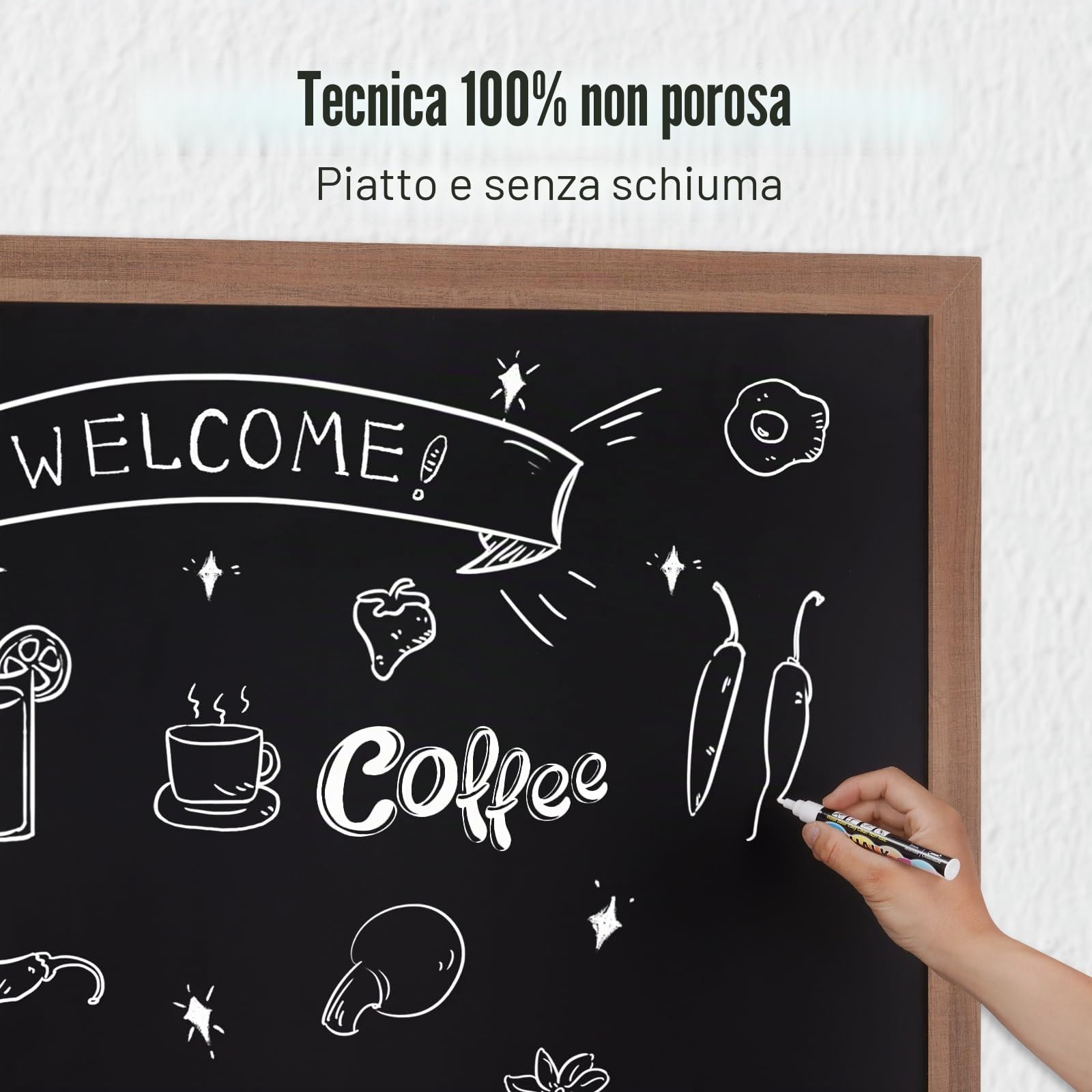 VEVOR Lavagna Magnetica Nera da Parete con Pennelli Cancellino Magnetico 889 x 1168 mm per Ristorante Osteria Evento Festa, Lavagna Nera a Gesso Magnetica Murale 5,2 kg per la Menù da Ristorante Bar