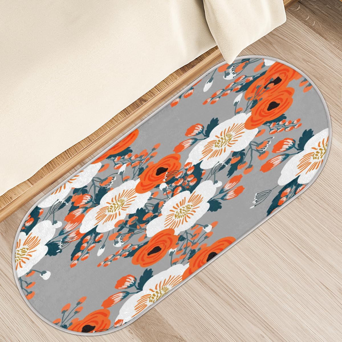 TropicalLife Róże maki kwiat dywanik mata 50 x 120 cm, kwiat długie włosy pogrubione dywaniki do pokoju kuchni domu łazienki wewnątrz antypoślizgowa mata podłogowa dywaniki