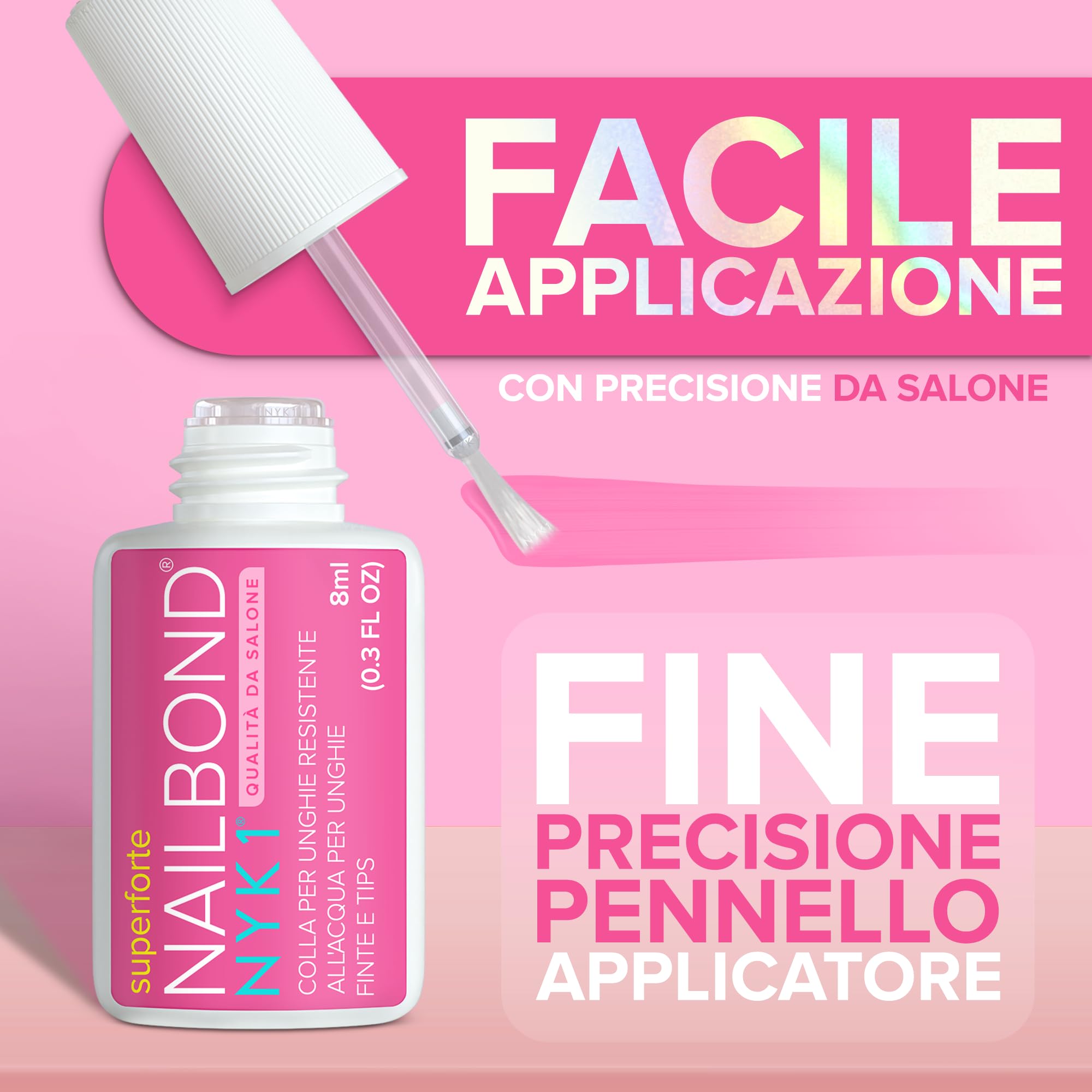 Colla Per Unghie Finte Extra Forte Per Punte Artificiali E Acrilici (8ml) NYK1 NailBond Colla Unghie Finte Professionale Per Tips Nail Glue - Durata Lunga, Massima Resistenza e Applicazione Pulita